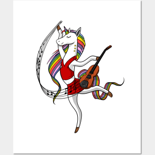 Unicorn Playing Violin Posters and Art